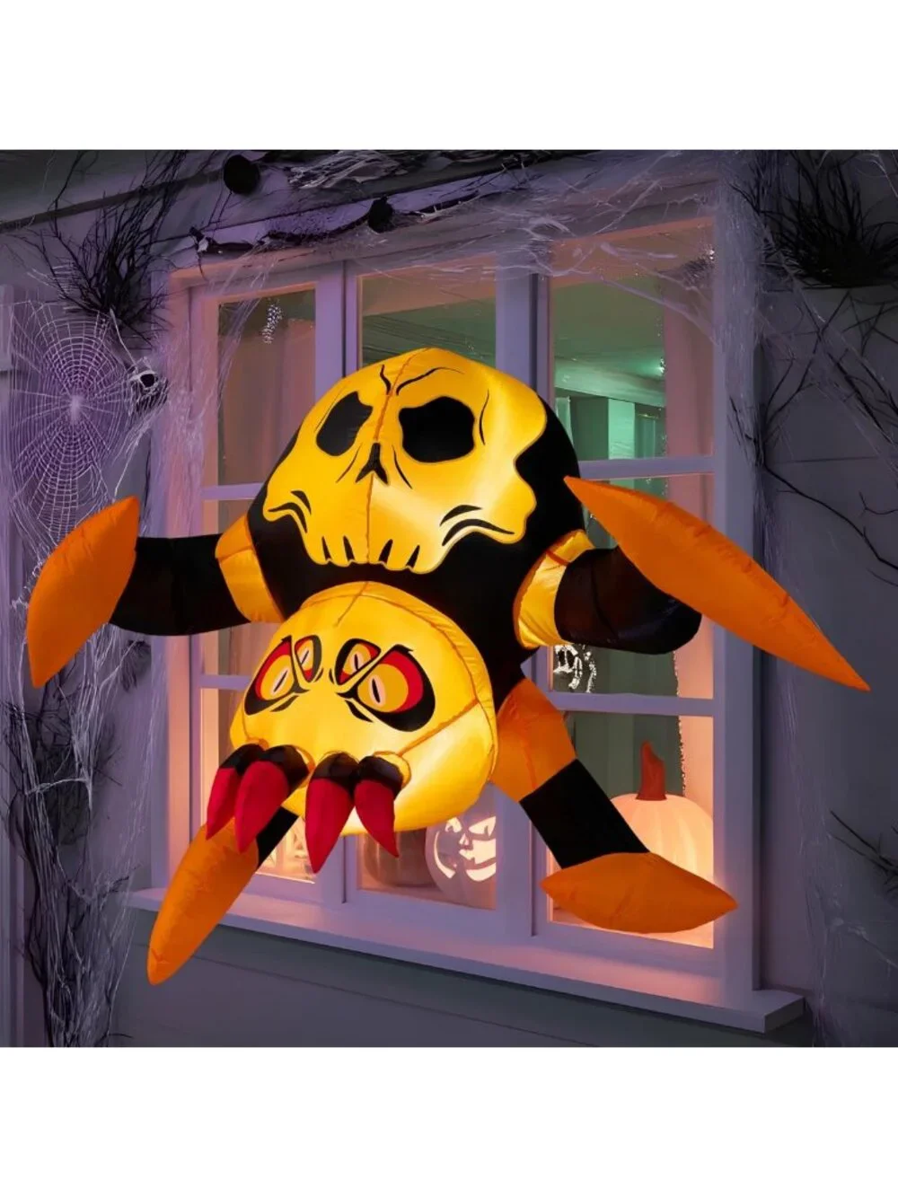 4ft Inflatable Halloween Spider Decoration with LED Light - Scary Yard & Window